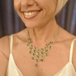 Silver and teal statement necklace
